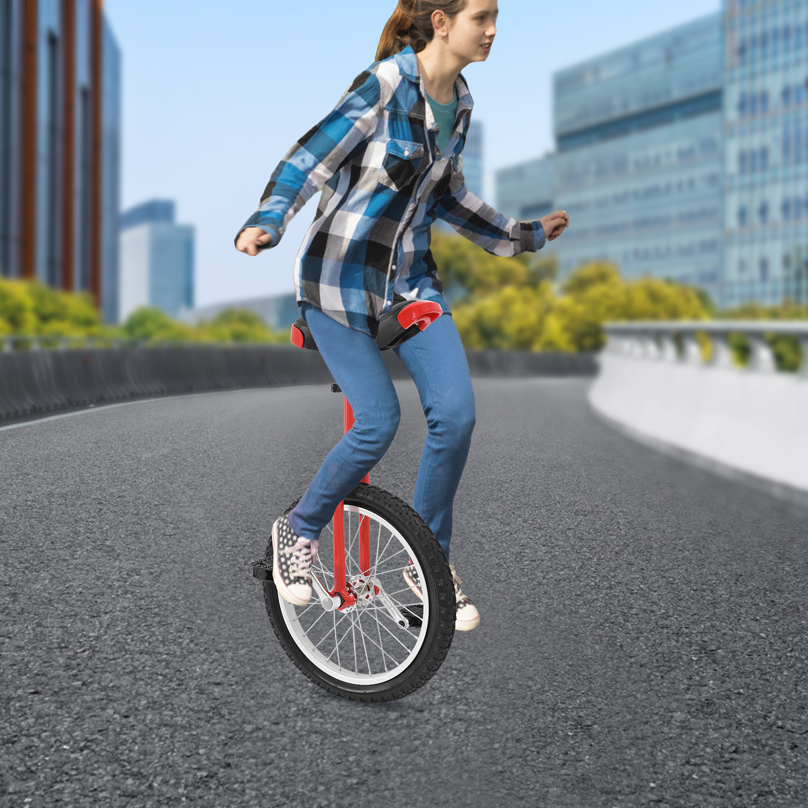 18in Adjustable Exercise Unicycle, Outdoor Unicycle, One Wheel